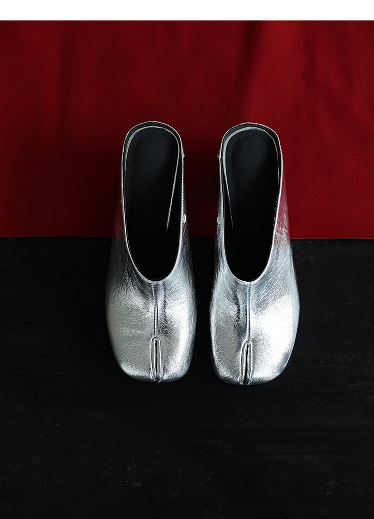 OEM ODM Alta Qualidade Couro Genuíno Moda Estilo Caminhada Mulheres Tabis Mules Saltos Sandálias Sapatos para Senhoras Tabis Mules Saltos Chinelos Fechados