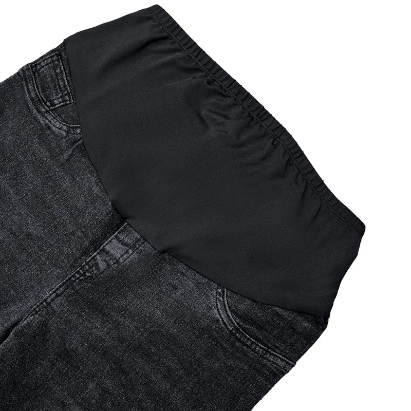 Calças de cintura alta de denim para mulheres grávidas europeias e americanas, calças skinny da moda com pernas pequenas e elásticas, mamãe estilosa