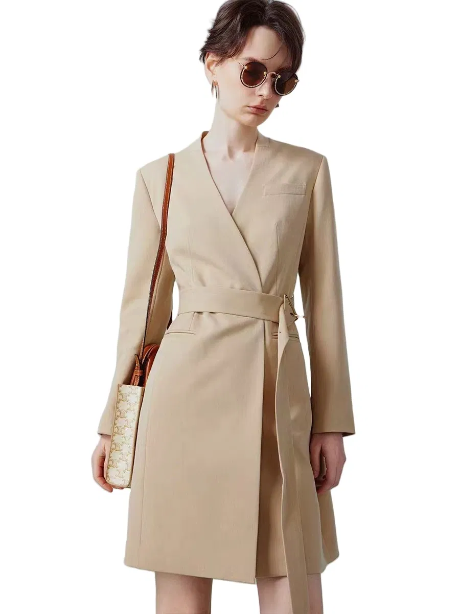 Casaco trench casual de negócios feminino sob medida de luxo para o escritório