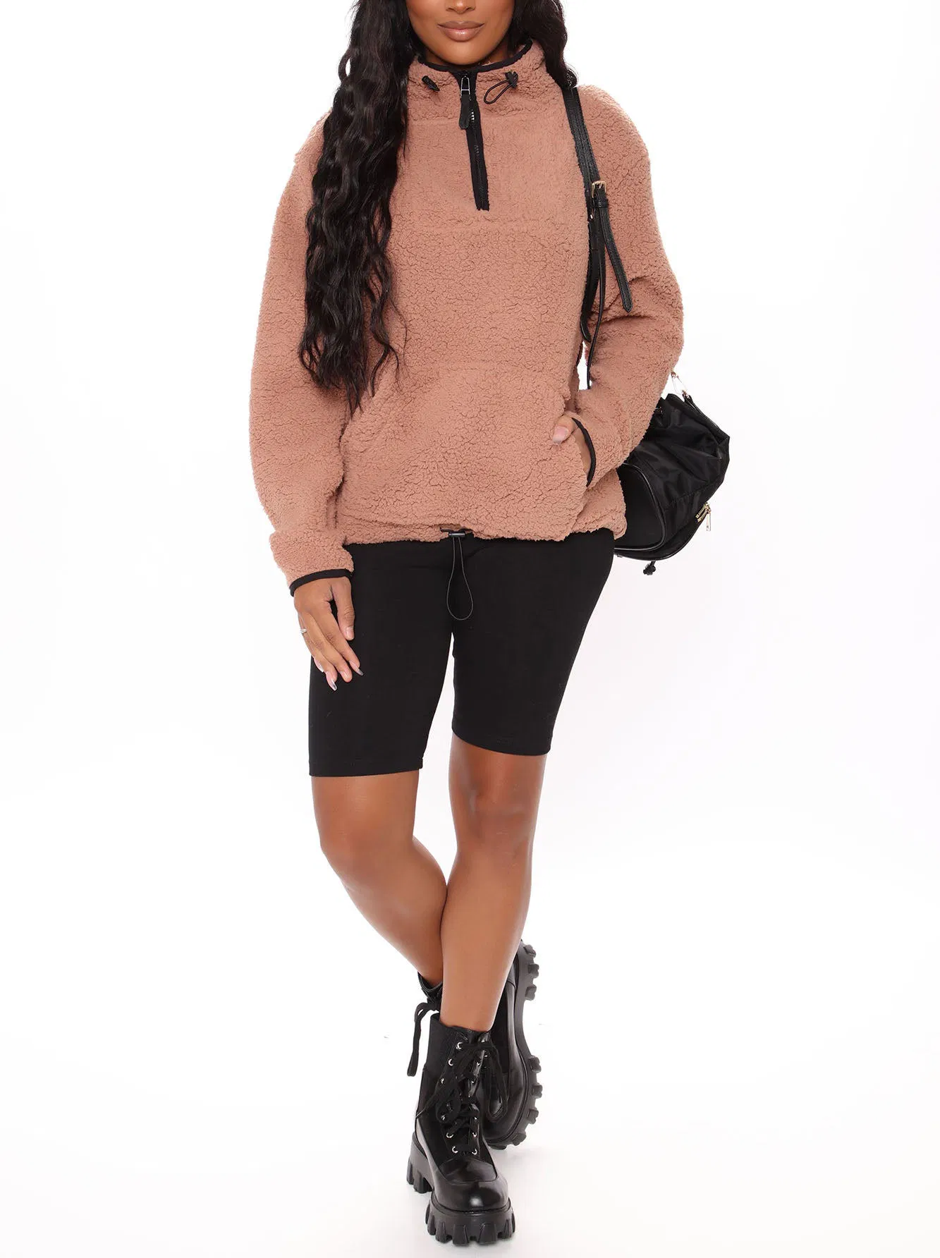 Venda Quente Mulher Pulôver de Veludo de Algodão com Zíper Meio Inverno Quente Moletom Casual Moda Feminina