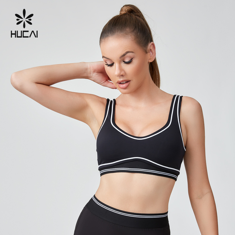 Logotipo OEM Marca Privada Costura Contrastante Academia Yoga Esportes Fitness Mulheres Roupas Esportivas Personalizadas