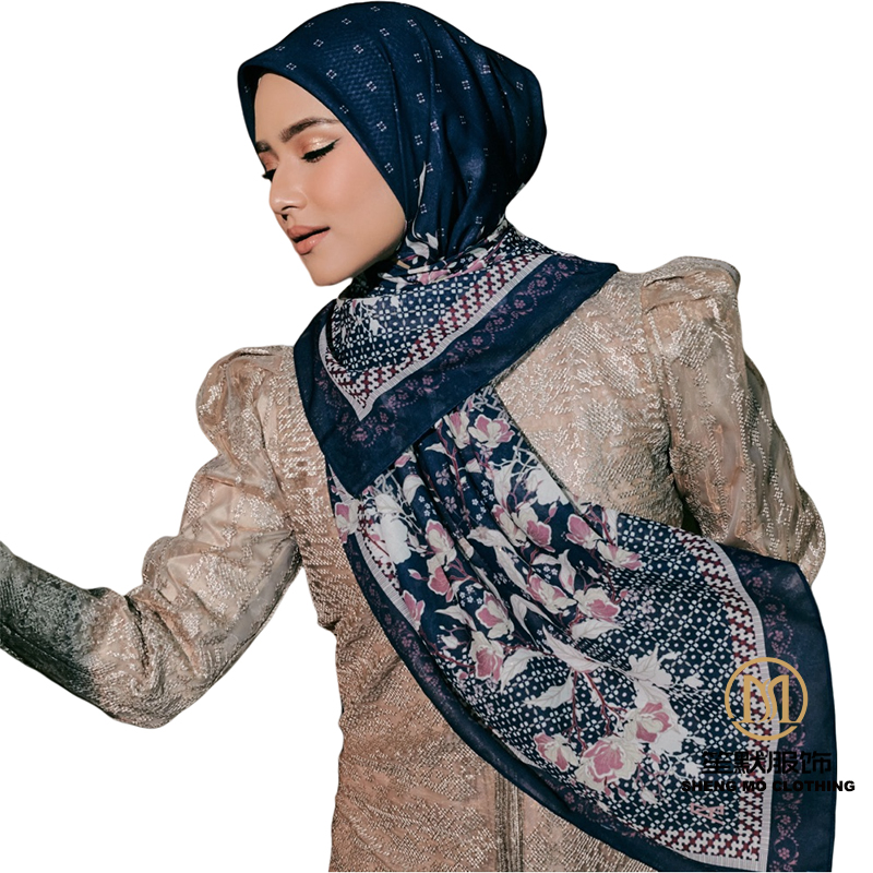 Fabricante direto de hijab de voile de algodão impresso moderno, designs tendência, coleções sazonais, hijab de voile de algodão bawal