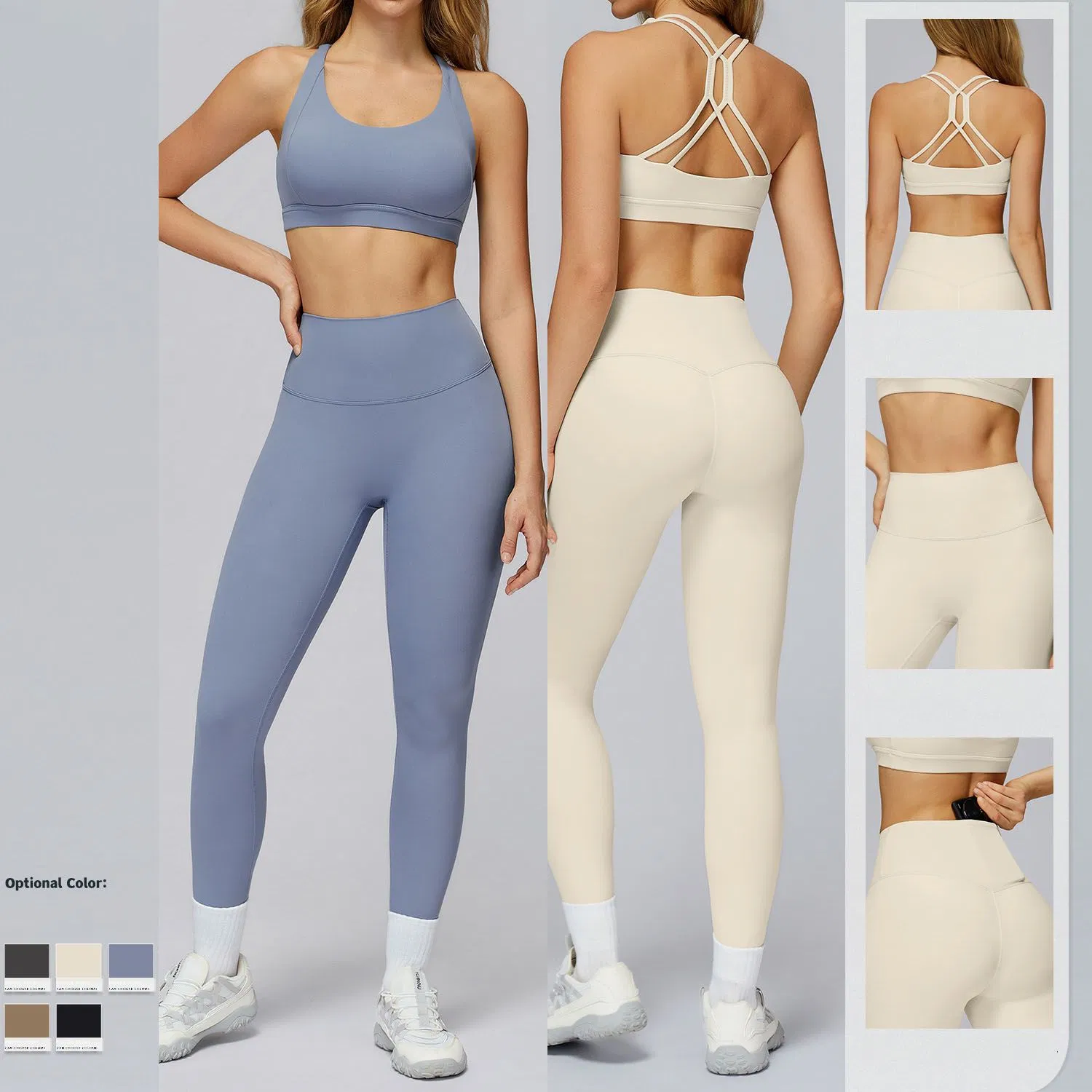 Conjunto de Fitness de Alta Qualidade para Mulheres: Sutiã, Jaqueta e Leggings, Roupas de Atividade Esportiva