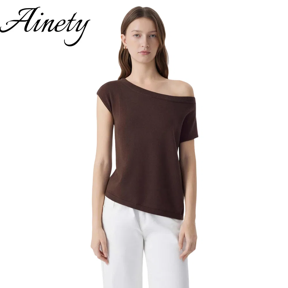 Malha off shoulder de seda e caxemira personalizável para roupas elegantes