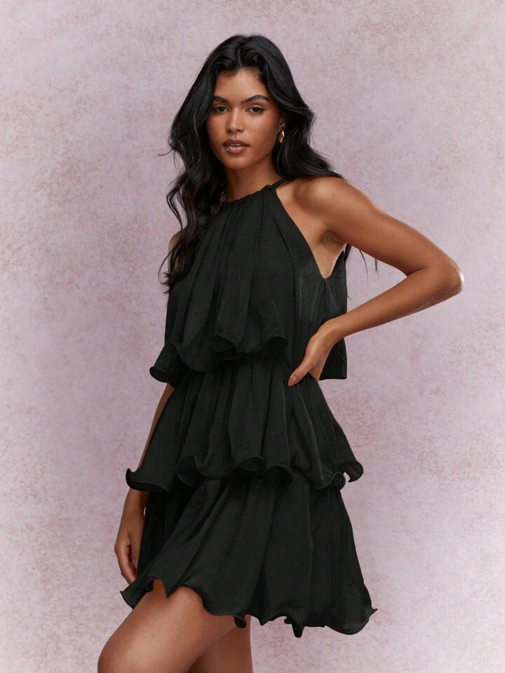 Vestido Longo Elegante Sem Mangas com Decote Halter Estilo Verão Vestido de Festa Elegante Vestido de Noite Elegante Vestido Formal Feminino Roupas Femininas Atacado