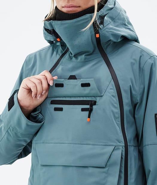 Jaqueta de esqui feminina estilo mais recente, manga longa, jaqueta de snowboard para mulher, roupa feminina, quantidade personalizada, casaco de algodão azul