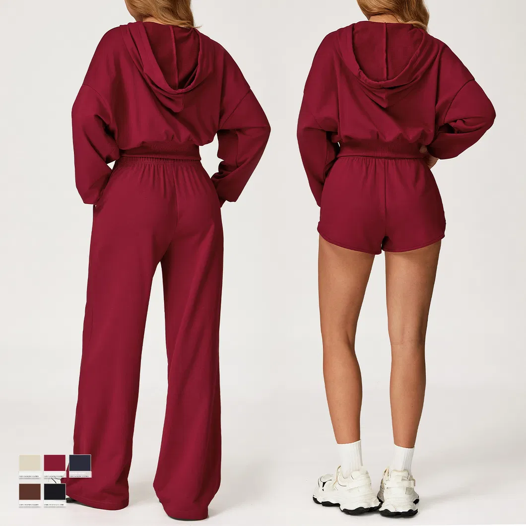 Conjuntos de Duas Peças para Mulheres Conjunto de Roupas de Treino Casual Moletom e Calças Largas Conjunto de Roupas Correspondente