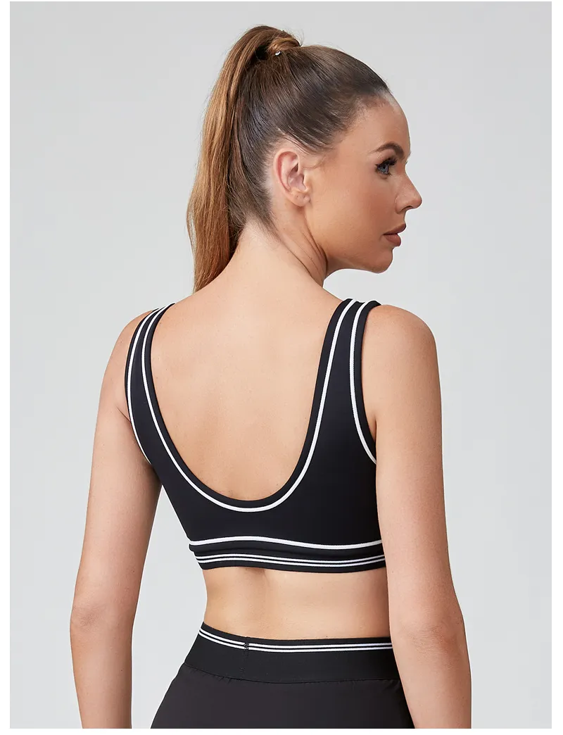 Logotipo OEM Marca Privada Costura Contrastante Academia Yoga Esportes Fitness Mulheres Roupas Esportivas Personalizadas