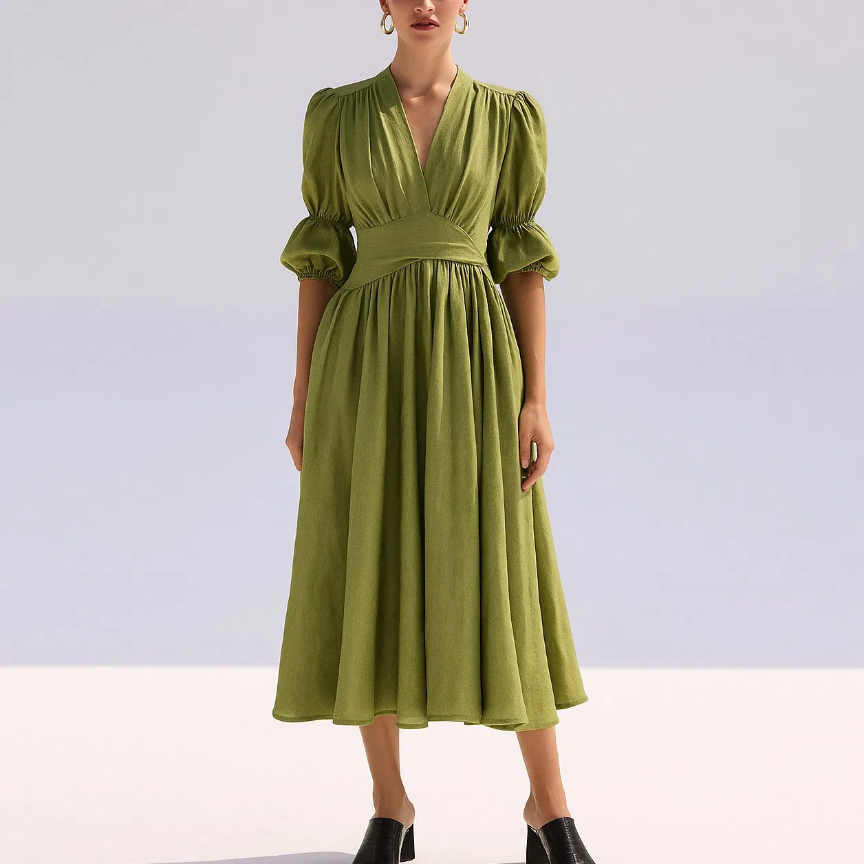 Vestido Casual Elegante Woven Personalizado por Atacado para Mulheres