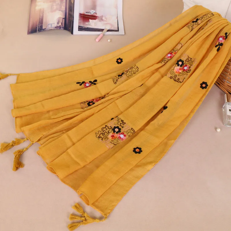 Cachecol longo feminino de algodão com estampa de ameixa