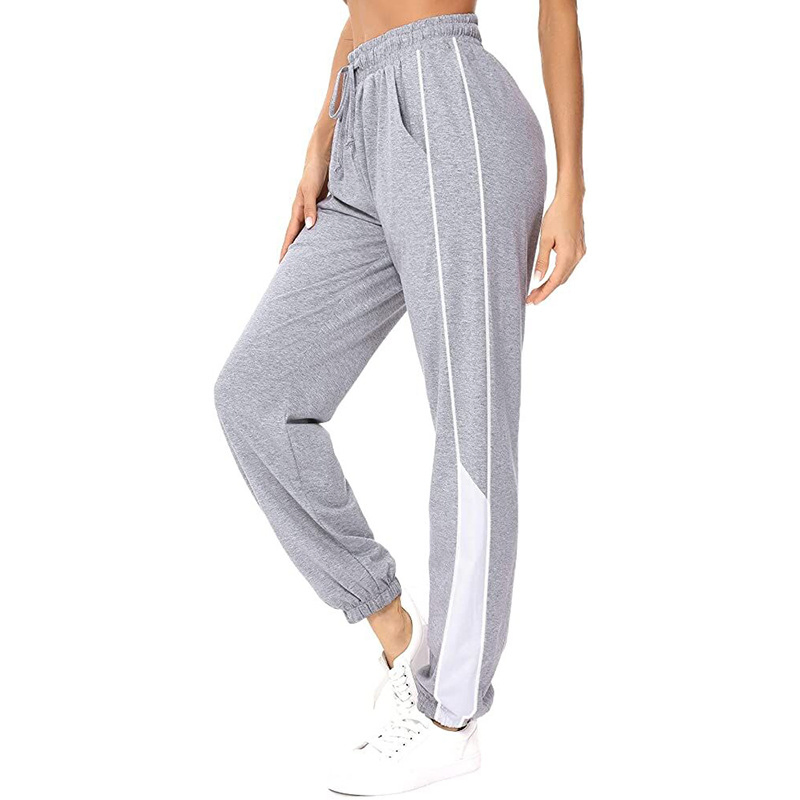 Fábrica Atacado Moda Calças de Moletom com Corda de Ajuste Calças de Moletom Femininas Cintura com Corda Calças com Costura Lateral Calças de Corrida para Mulheres
