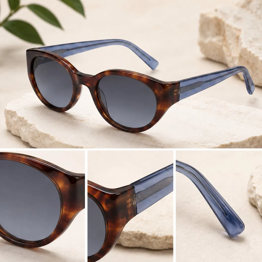 Óculos de sol polarizados de moda feitos à mão em acetato biológico sustentável e biodegradável com logotipo personalizado de luxo para atacado, proteção UV400 tendência para mulheres e homens