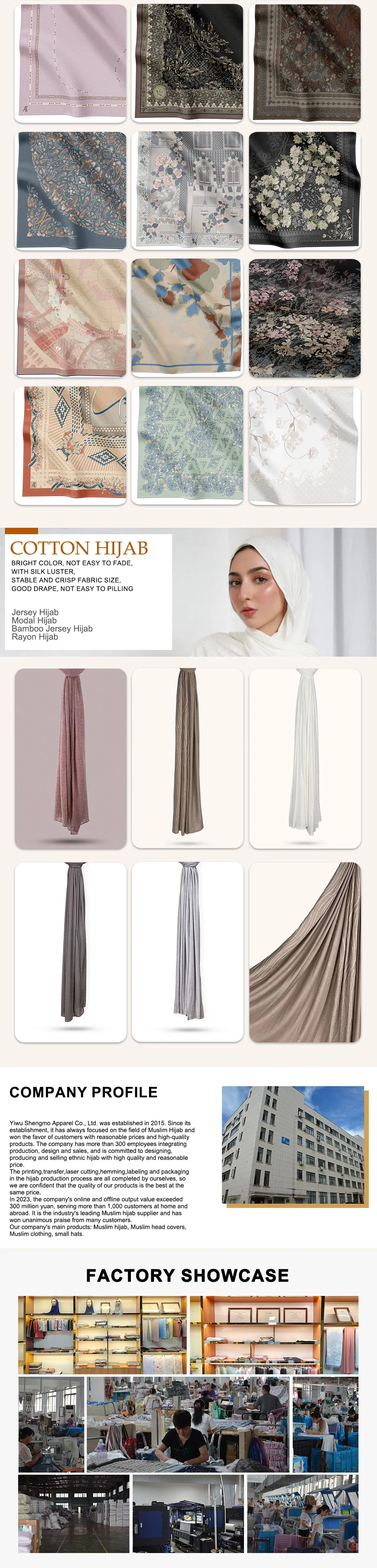 Fabricante direto de hijab de voile de algodão impresso moderno, designs tendência, coleções sazonais, hijab de voile de algodão bawal
