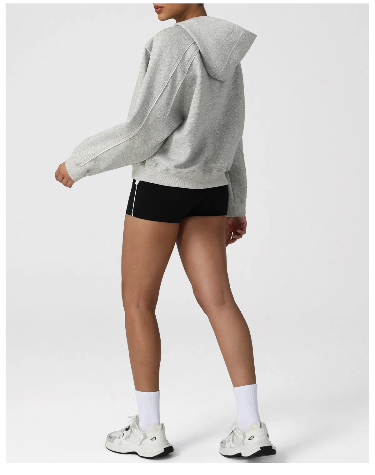Moletom com capuz feminino casual para esportes, de mangas longas, para corrida, roupa de fitness ao ar livre