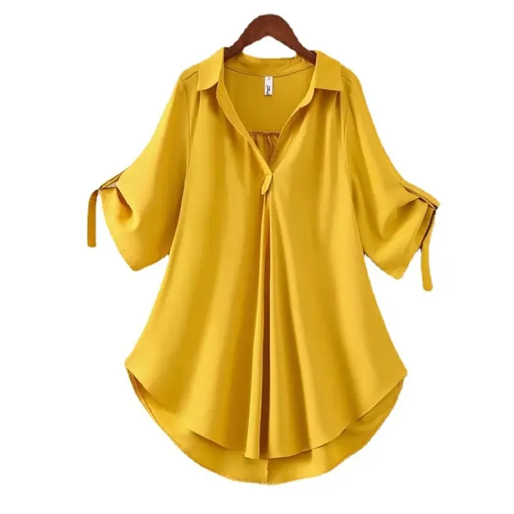 Camisas Elegantes de Chiffon para Mulheres com Roupas Casuais de Manga Longa e Ruffles