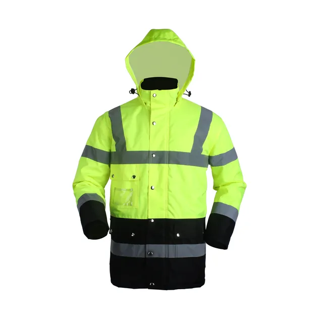 Jaqueta de Trabalho Inverno Hi-Vis com Zíper Completo Roupas de Segurança Refletivas Duráveis para Homens e Mulheres