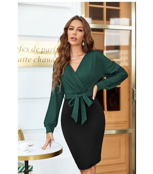 Vestido de noite elegante de manga longa para festas