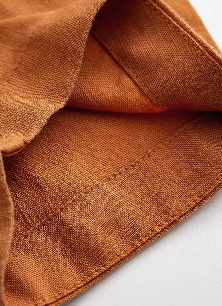 Calças de Linho Lyocell Femininas de Cintura Alta 3/4-Length Roupas para Senhora
