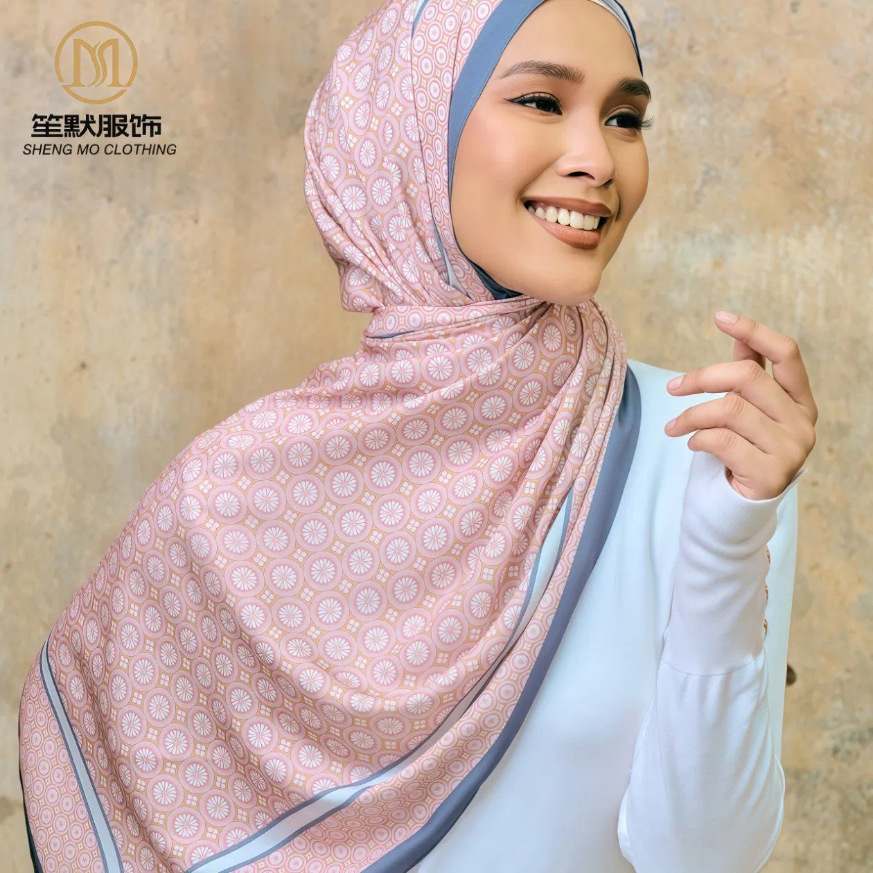 Moda Modesta Elegante Personalizada Estampas Sazonais Mercado do Oriente Médio Hijab de Cetim Elástico