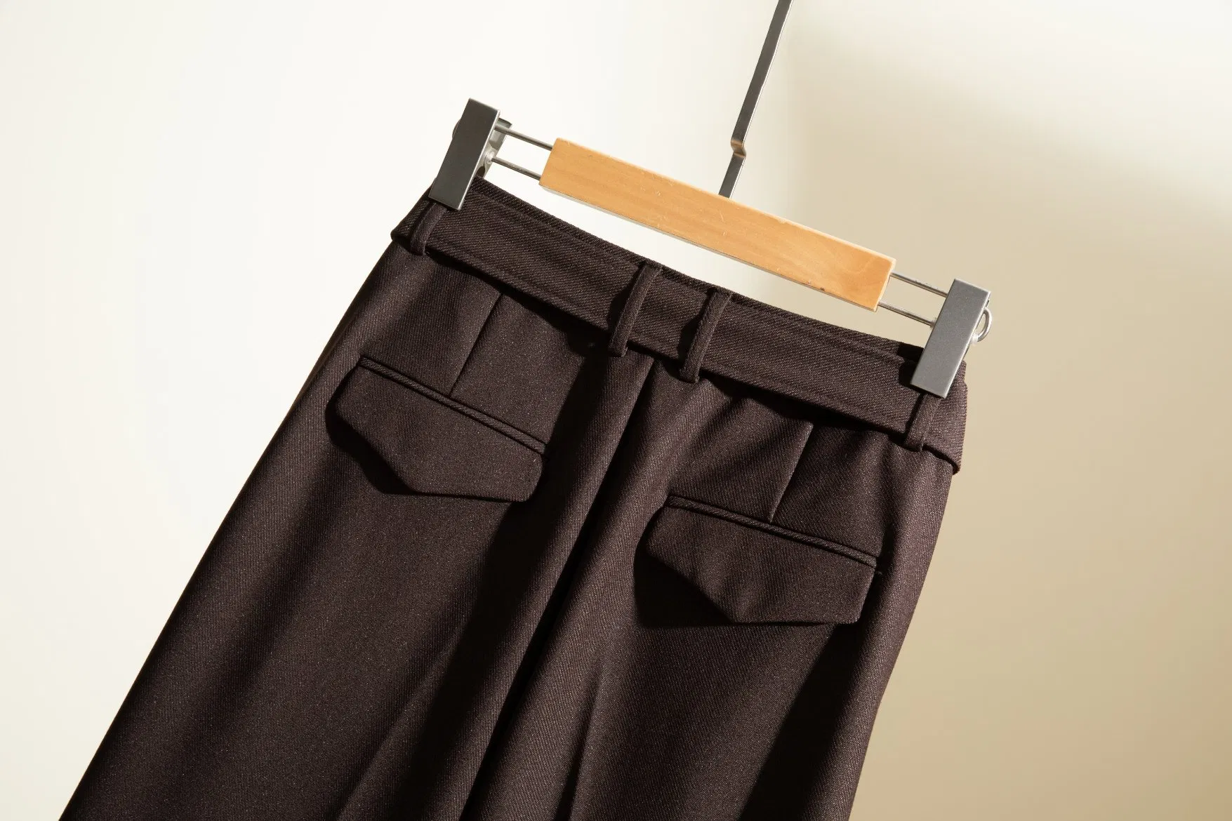 Calças largas de lã de inverno com textura de tweed para mulheres - Vestuário de escritório