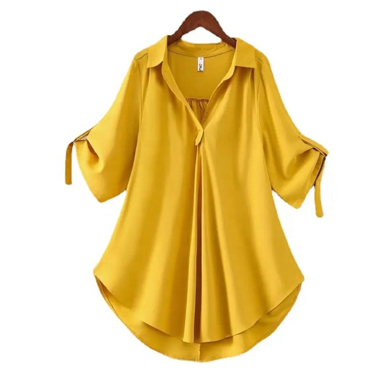 Camisas Elegantes de Chiffon para Mulheres com Roupas Casuais de Manga Longa e Ruffles