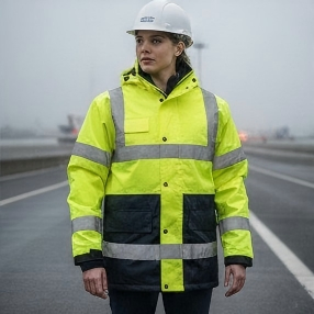 Jaqueta de Trabalho Inverno Unissex Hi-Vis Durável com Refletor para Segurança para Homens e Mulheres