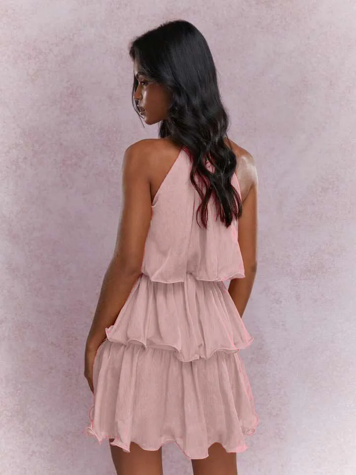 Vestido Longo Elegante Sem Mangas com Decote Halter Estilo Verão Vestido de Festa Elegante Vestido de Noite Elegante Vestido Formal Feminino Roupas Femininas Atacado