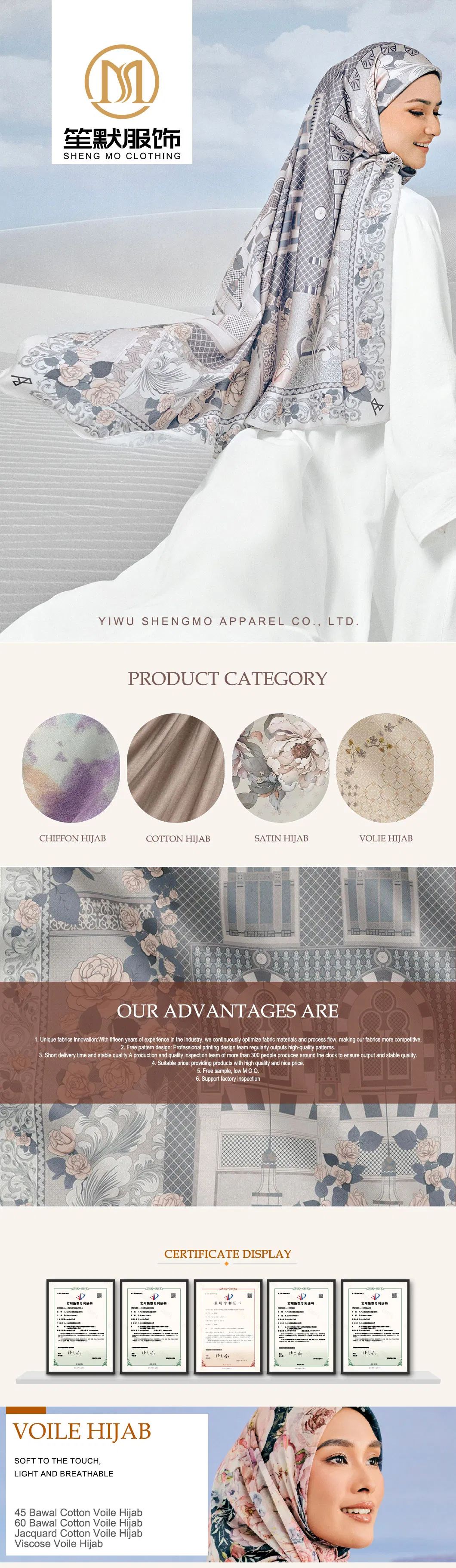 Fornecedor profissional de hijab de viscose voile, designs de tendências sazonais diretas, estilos contemporâneos, hijab de viscose voile
