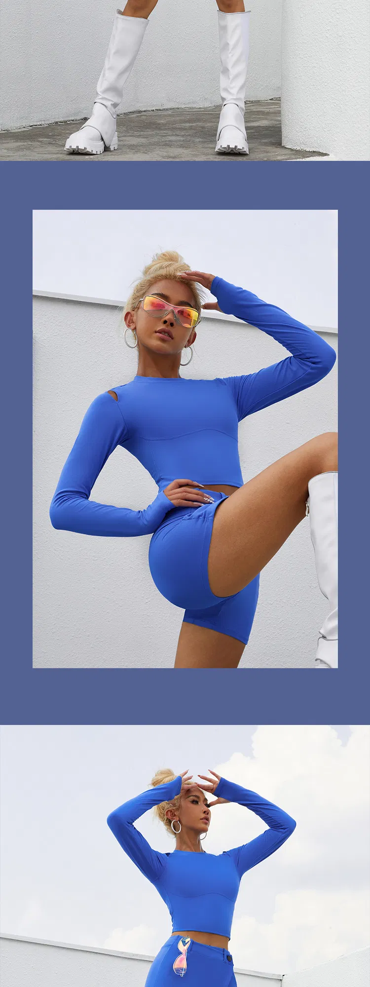 Camisetas de Yoga Femininas Populares de Manga Longa com Almofada no Peito Roupas de Fitness Sexy para Esportes Roupas Casuais