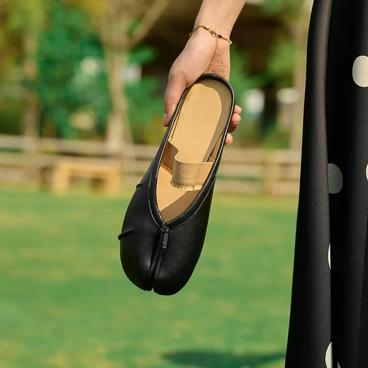 OEM ODM Alta Qualidade Couro Genuíno Moda Estilo Confortável Sandálias Mules para Mulheres Mules Fechados Chinelos para Senhoras