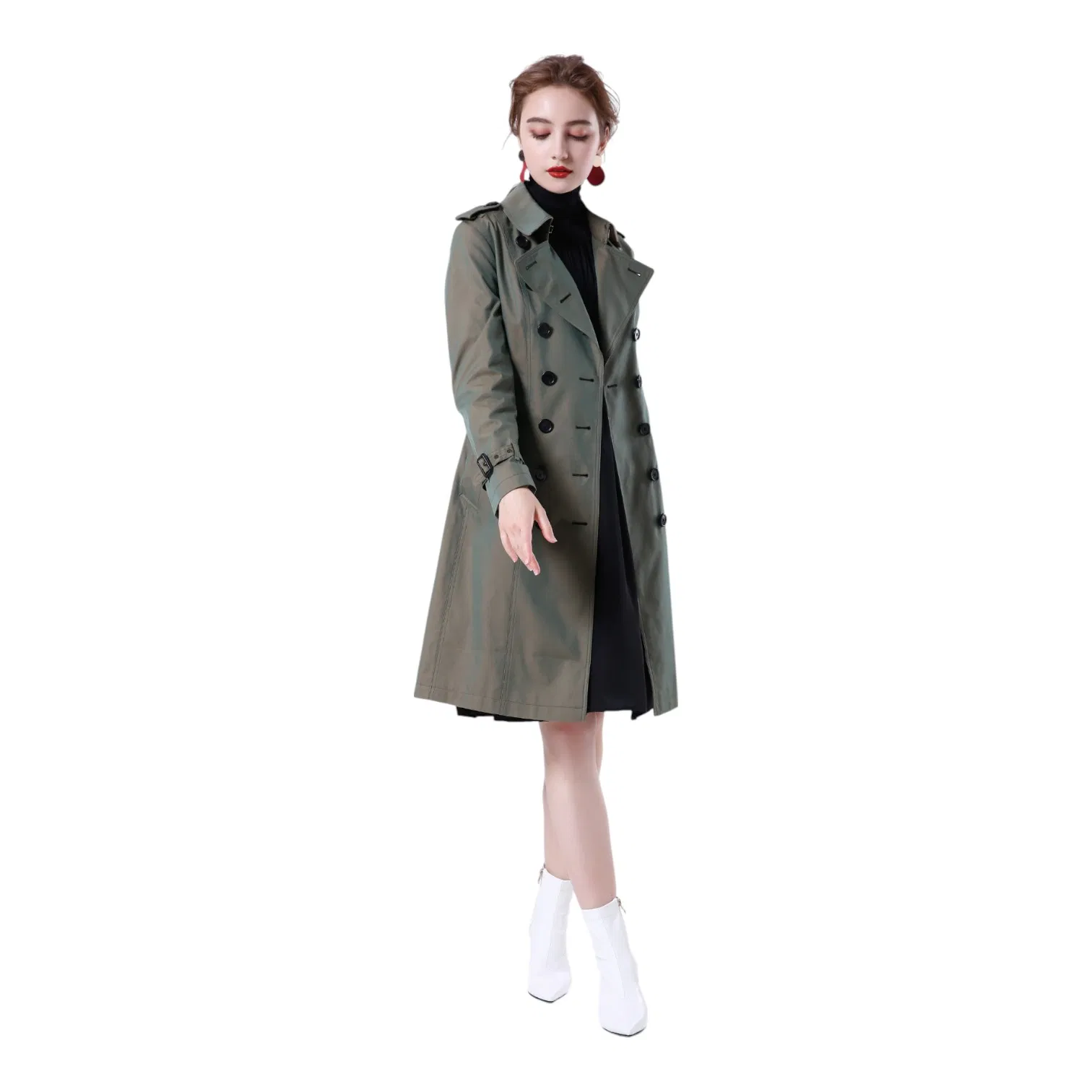 Design de Corte Elegante para um Visual Atemporal e Refinado Casaco Trench Feminino Mtm