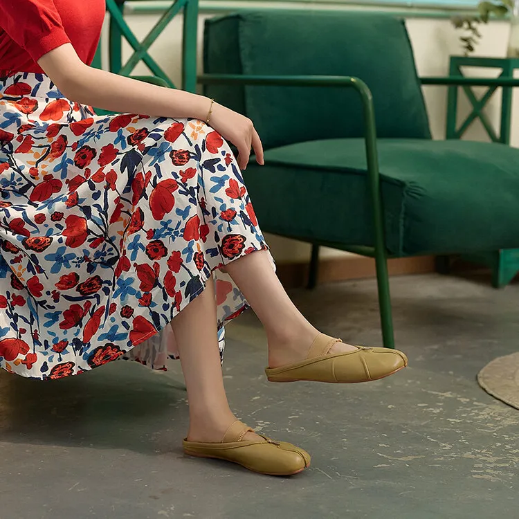 OEM ODM Alta Qualidade Couro Genuíno Moda Estilo Confortável Sandálias Mules para Mulheres Mules Fechados Chinelos para Senhoras