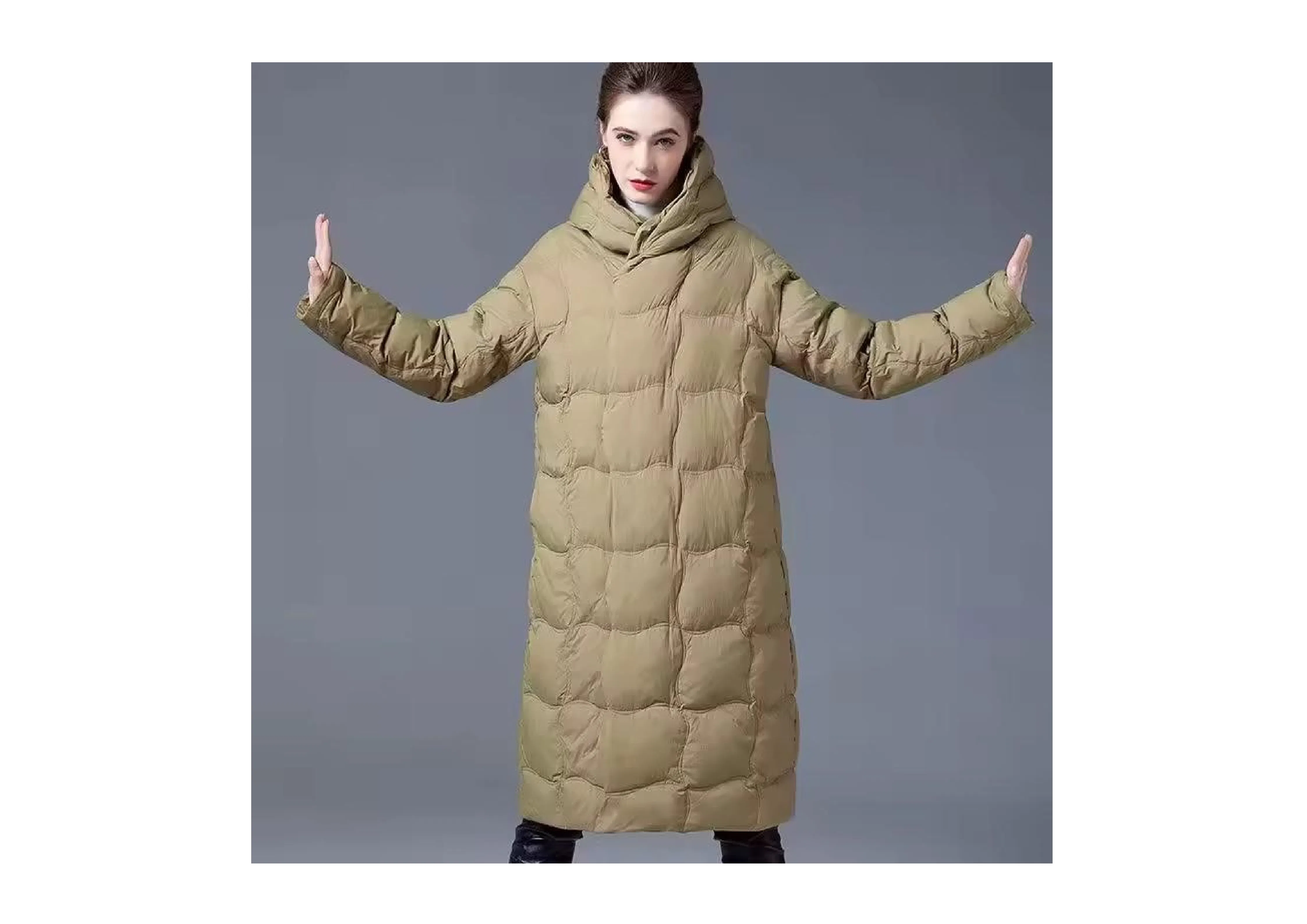 Casacos de Inverno Femininos Ajustados por Atacado com Capuz Quente, Tecido Branco de Plumas, Resistente à Água e à Vento