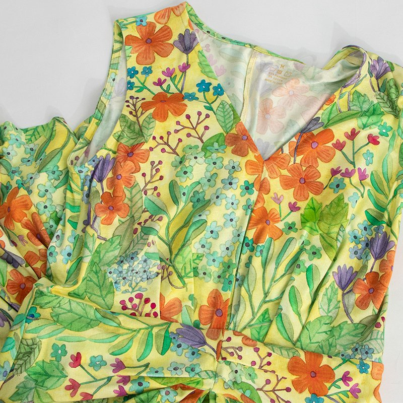 Vestido Midi Floral de Fibra de Bambu para Mulheres, Ecológico, Casual, Verão, Vestidos Femininos