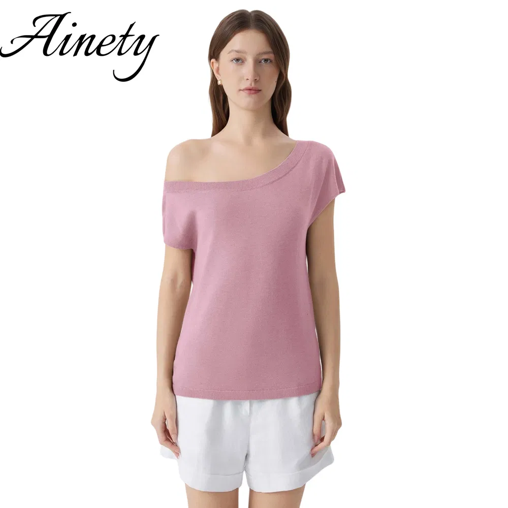 Tricô de cashmere personalizável para mulheres com design de ombro à mostra