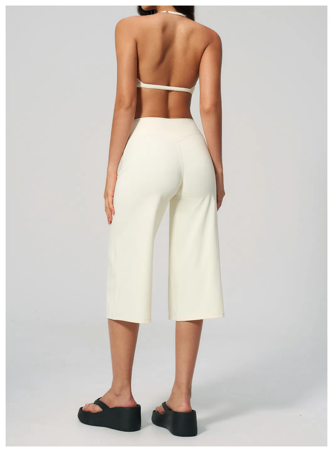 Calças Cropped Largas e Soltas, Top de Yoga com Decote em V, Roupas Femininas, Moda, Roupas Casuais para Esportes