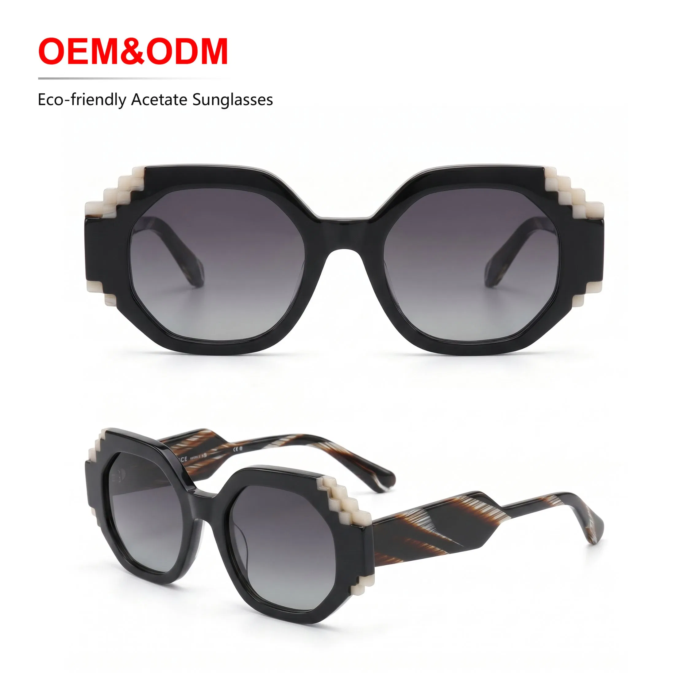 Óculos de sol polarizados de acetato sustentáveis, biodegradáveis, feitos à mão, unissex, para homens e mulheres, com logotipo personalizado, de moda de luxo e alta qualidade