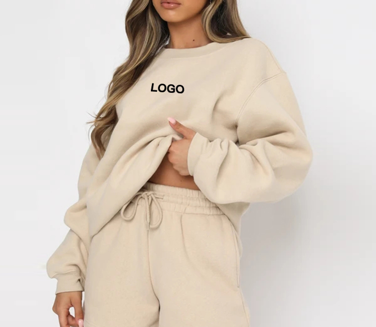 Conjunto Casual Personalizado de Setembro Super 2 Peças Conjunto de Moletom Oversize para Mulheres de Alta Qualidade em Algodão Curto Conjunto de Duas Peças Roupas Femininas