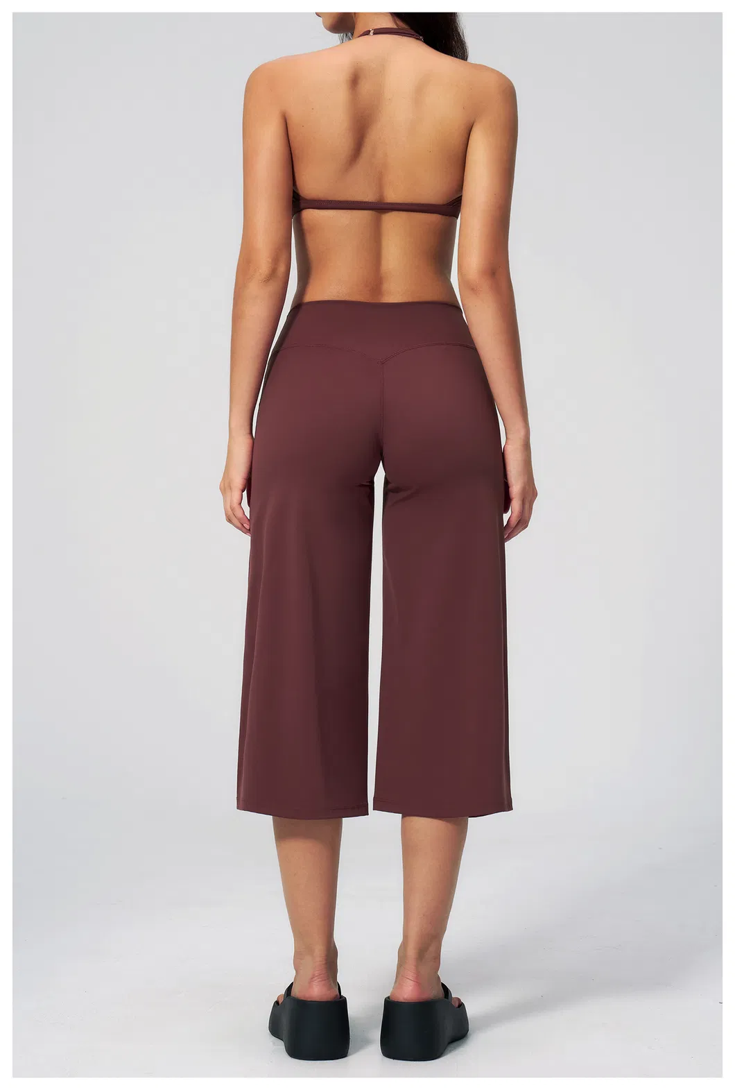 Calças Cropped Largas e Soltas, Top de Yoga com Decote em V, Roupas Femininas, Moda, Roupas Casuais para Esportes