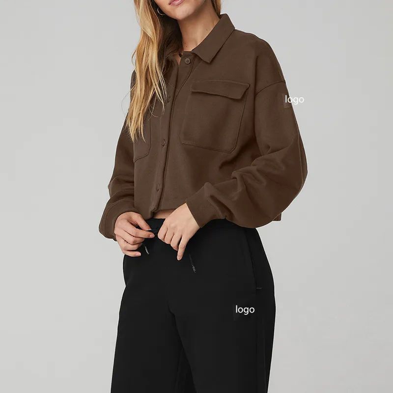 2025 Primavera Outono Nova Moda Personalizada Casual Mulheres Pullover Algodão Com Bolsos Frontais Moletom Mulheres Vestuário