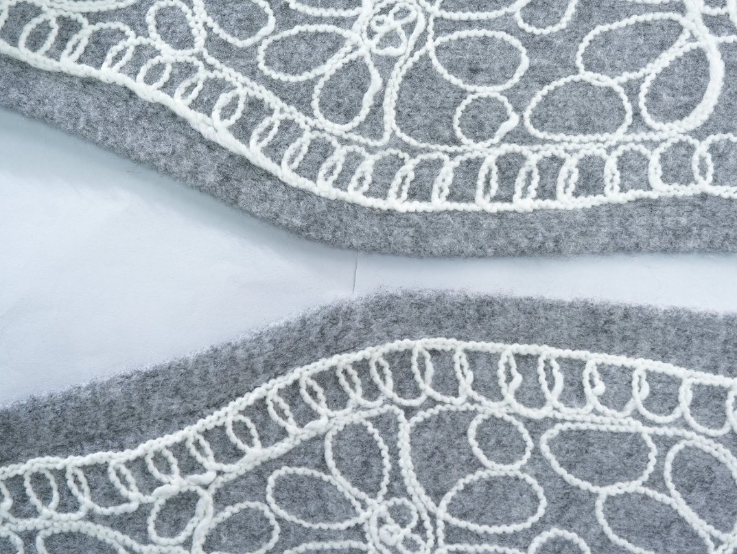 Colete sem mangas bordado em acrílico cinza névoa vintage para mulheres, roupa de outono
