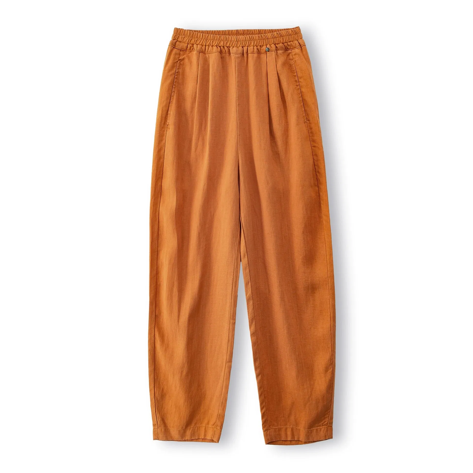 Calças de Linho Lyocell Femininas de Cintura Alta 3/4-Length Roupas para Senhora