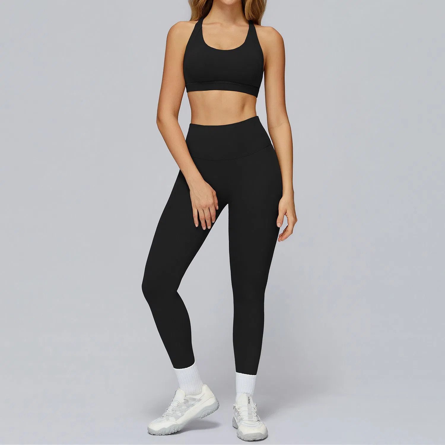 Conjunto de Fitness de Alta Qualidade para Mulheres: Sutiã, Jaqueta e Leggings, Roupas de Atividade Esportiva