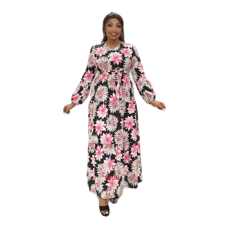 Vestido de noite islâmico abaya com mangas de lanterna para mulheres
