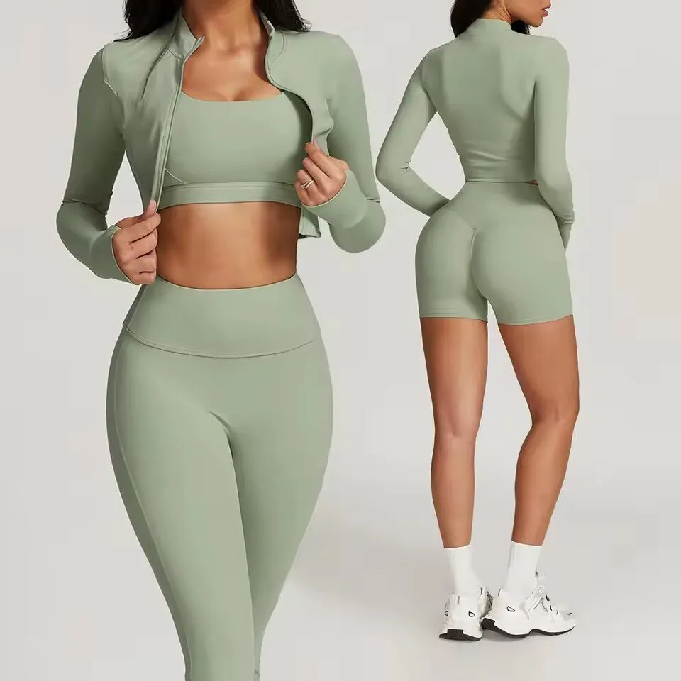 Conjunto de Roupas de Yoga Jaqueta de Manga Longa