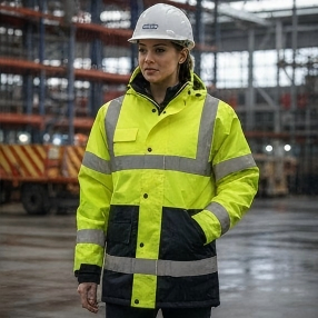 Jaqueta de Trabalho Inverno Hi-Vis com Zíper Completo Roupas de Segurança Refletivas Duráveis para Homens e Mulheres
