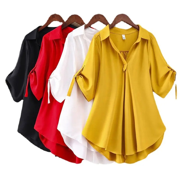Camisas Elegantes de Chiffon para Mulheres com Roupas Casuais de Manga Longa e Ruffles