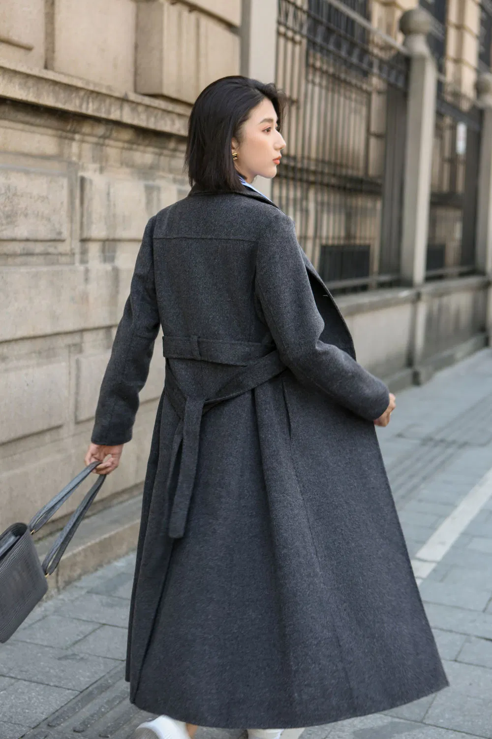 Casaco de Lã Personalizado 50%/100% para Mulheres Casaco Trench de Lã Formal para Escritório