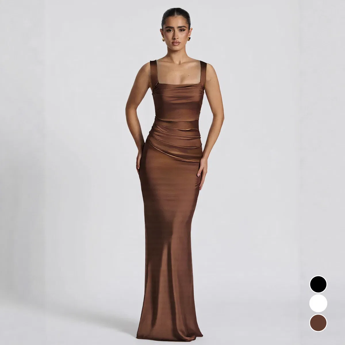 Vestido de noite longo formal justo e brilhante para mulheres