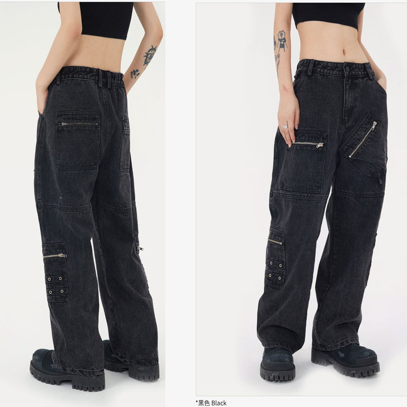 Calças de Denim Retas de Perna Larga da Marca Old Tide para Homens e Mulheres do Mesmo Estilo (CFJPFM-023)